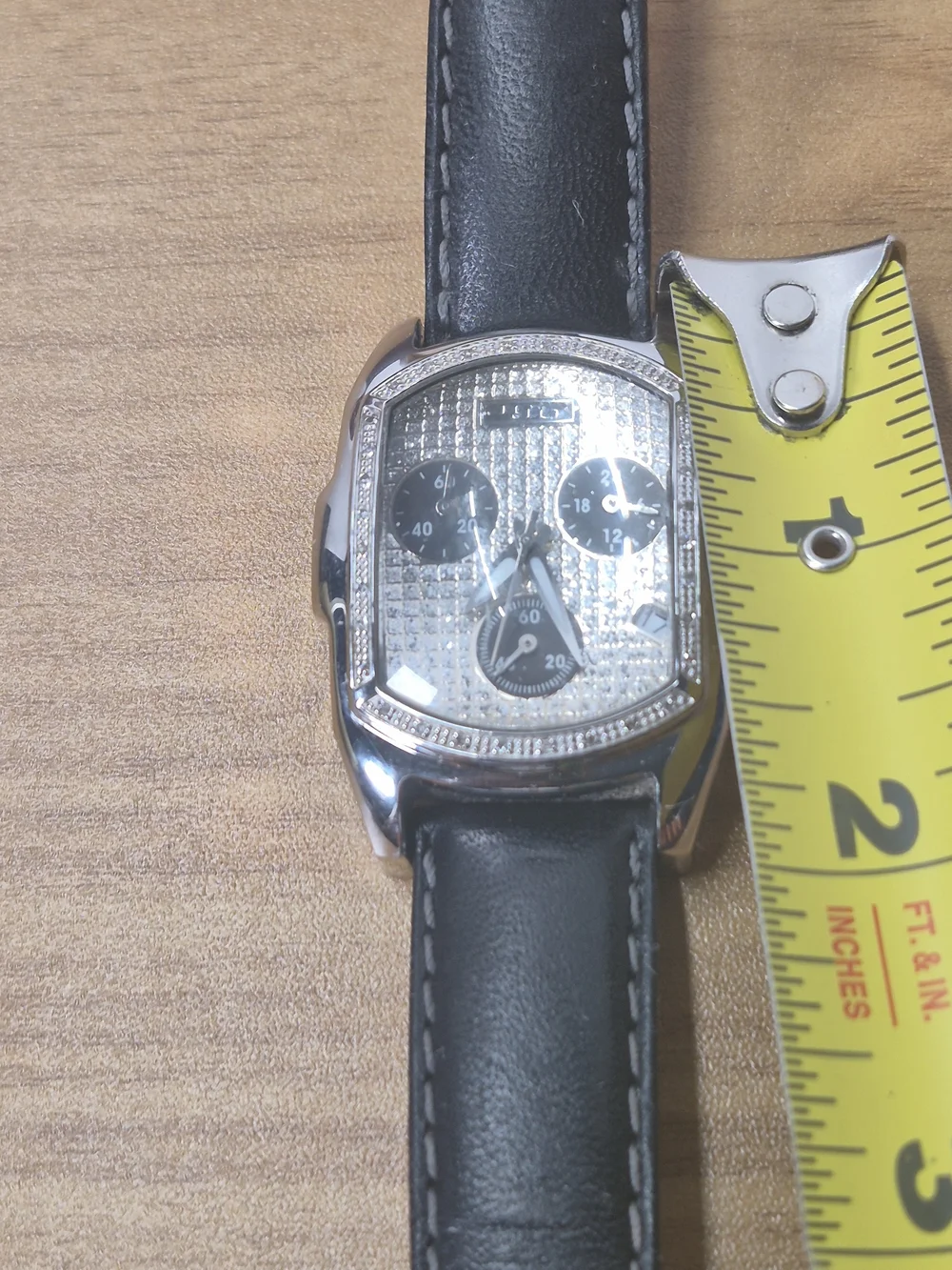 JoJino Joe Rodeo Diamond Chronograph Watch JL-07096 Genuine Hirsch Leather Strap